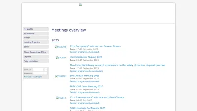 Screenshot of Meetingorganizer.copernicus.org