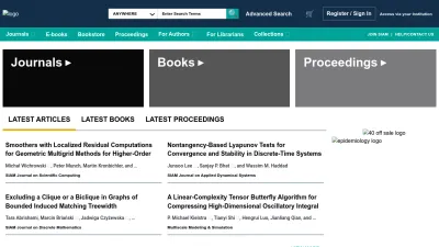 Screenshot of Epubs.siam.org