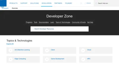 Screenshot of Software.intel.com