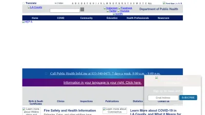 Screenshot of Publichealth.lacounty.gov