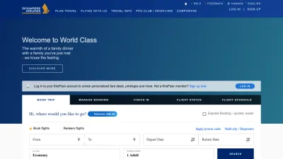 Screenshot preview of singaporeair.com