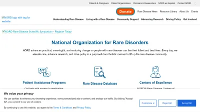 Screenshot of Rarediseases.org