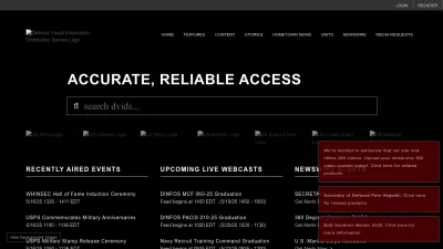 Screenshot preview of dvidshub.net