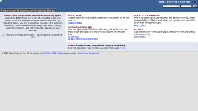 Screenshot of Spamcop.net