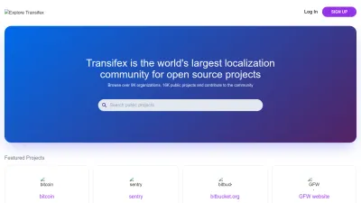Screenshot of Explore.transifex.com