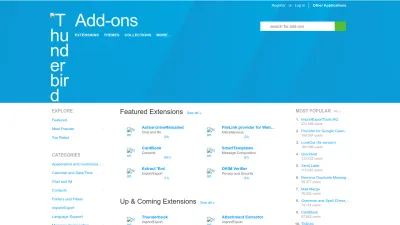 Screenshot preview of addons.thunderbird.net