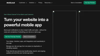 Screenshot preview of mobiloud.com
