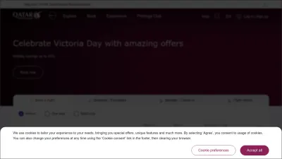 Screenshot of Qatarairways.com