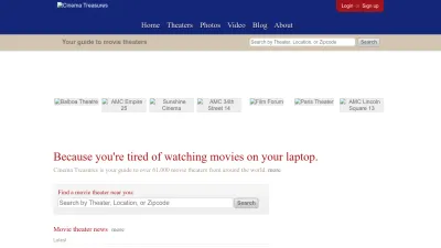 Screenshot preview of cinematreasures.org