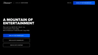 Screenshot of Paramountplus.com