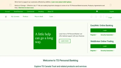 Screenshot preview of td.com