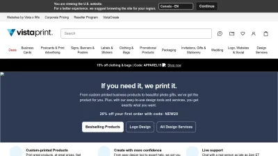 Screenshot of Vistaprint.com