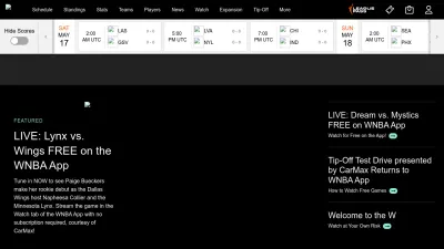 Screenshot preview of wnba.com