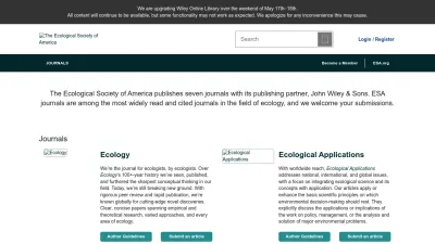 Screenshot of Esajournals.onlinelibrary.wiley.com