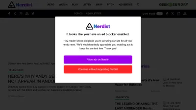 Screenshot of Nerdist.com