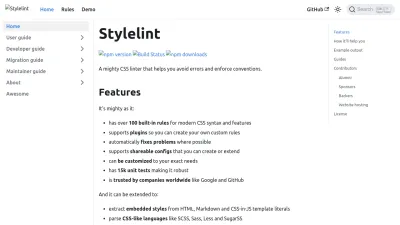 Screenshot of Stylelint.io