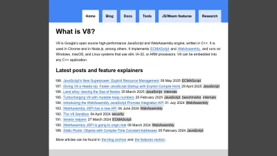 Screenshot of V8.dev