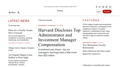 Screenshot of Harvardmagazine.com