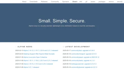 Screenshot preview of alpinelinux.org