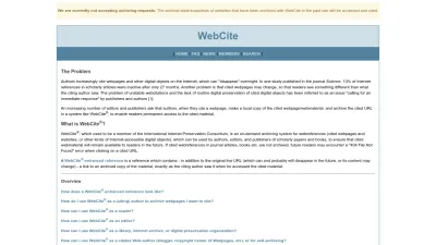 Screenshot of Webcitation.org