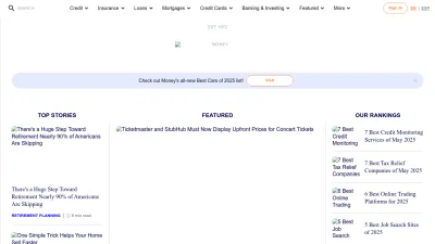 Screenshot preview of money.com
