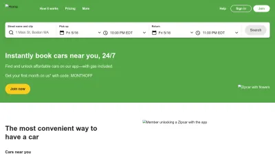 Screenshot preview of zipcar.com