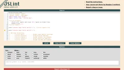 Screenshot of Jslint.com