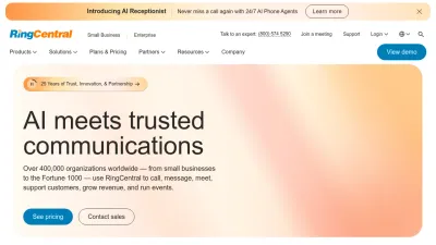 Screenshot of Ringcentral.com