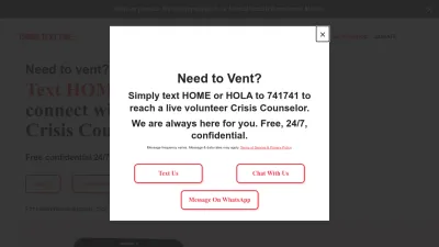 Screenshot of Crisistextline.org