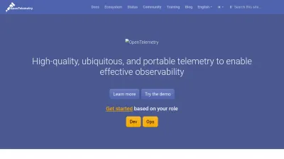 Screenshot of Opentelemetry.io