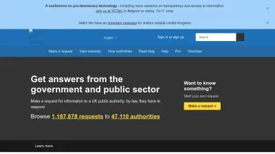 Screenshot of Whatdotheyknow.com
