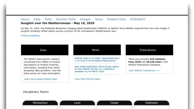 Screenshot preview of modis.gsfc.nasa.gov