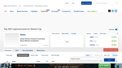 Screenshot of Coinpaprika.com