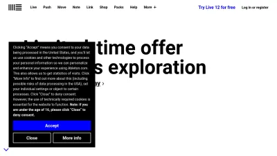Screenshot of Ableton.com