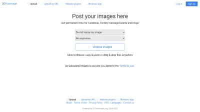 Screenshot preview of postimages.org