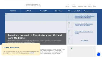 Screenshot of Atsjournals.org