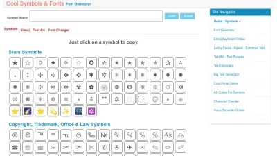Screenshot preview of coolsymbol.com
