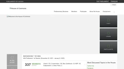 Screenshot of Ourcommons.ca