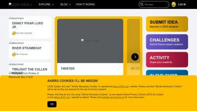 Screenshot of Ideas.lego.com