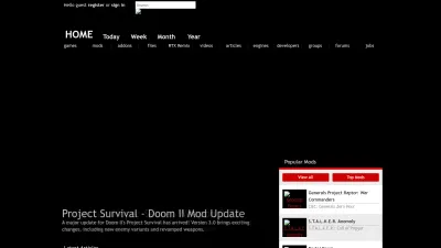 Screenshot of Moddb.com