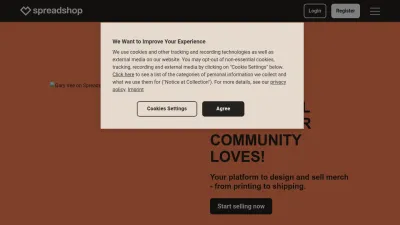 Screenshot preview of spreadshop.com