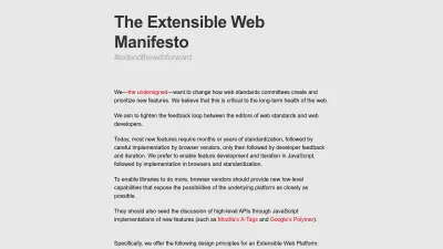 Screenshot of Extensiblewebmanifesto.org