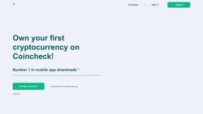 Screenshot of Coincheck.com