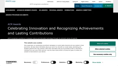 Screenshot preview of awards.acm.org