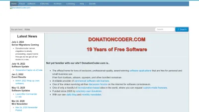 Screenshot of Donationcoder.com