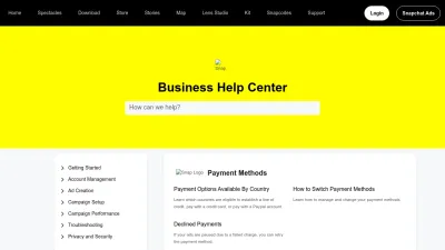 Screenshot of Businesshelp.snapchat.com
