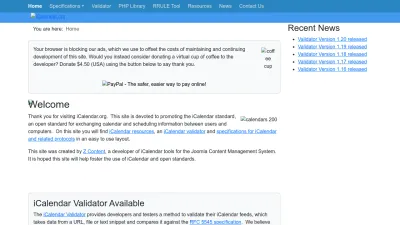 Screenshot of Icalendar.org