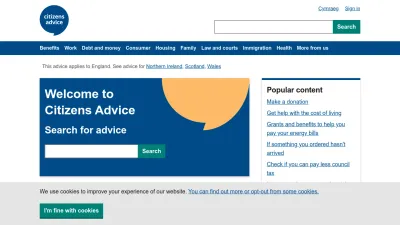 Screenshot of Citizensadvice.org.uk