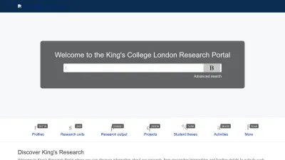 Screenshot of Kclpure.kcl.ac.uk
