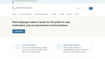 Screenshot of Plainlanguage.gov